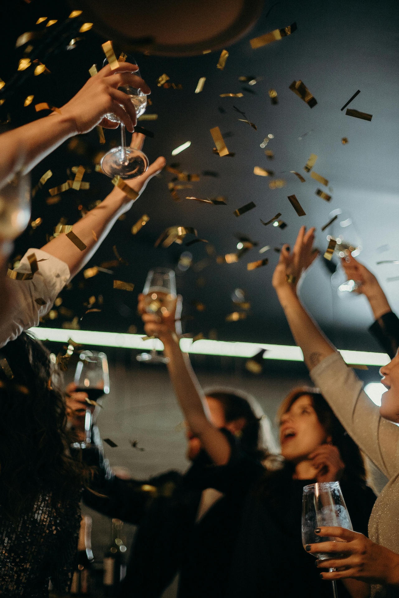 Gold confetti celebration — divorce party
